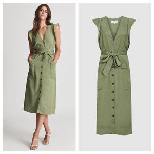 Reiss Emma Linen Blend Midi Dress